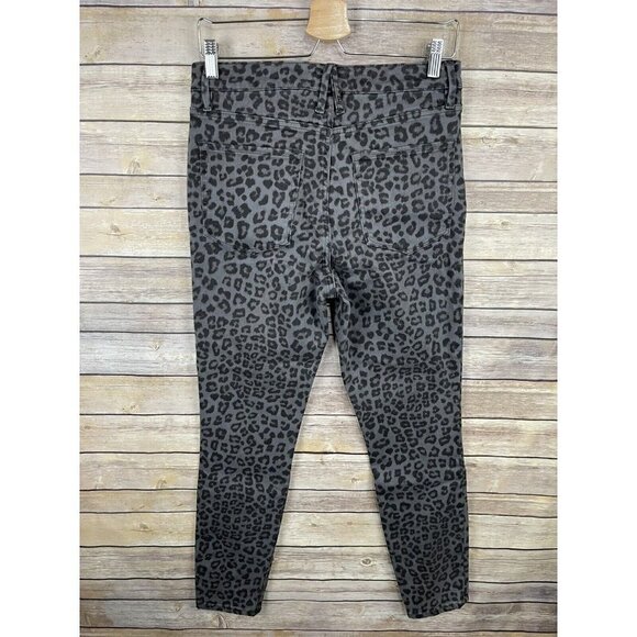 GOOD AMERICAN Size 10 Good Legs Gray Leopard Print High Rise Skinny Jeans Read - Picture 5 of 11